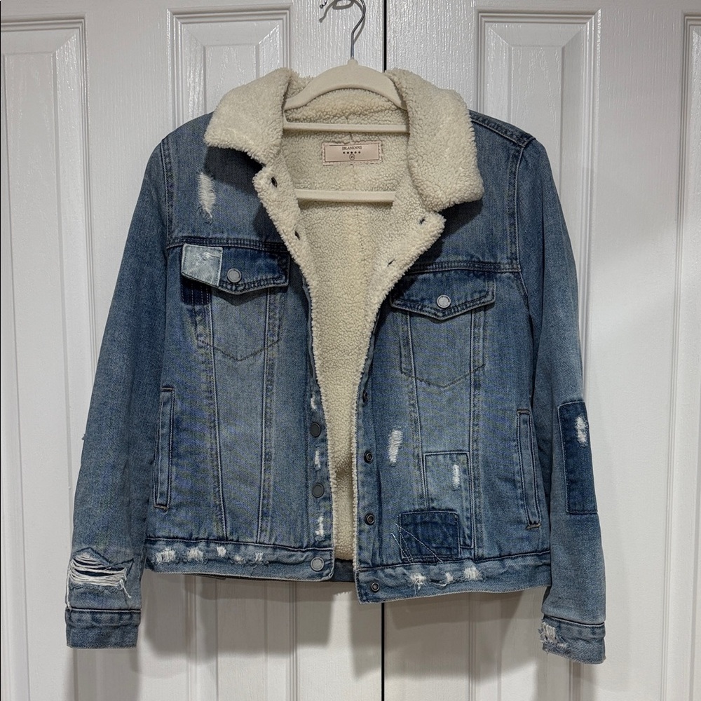 Blank NYC Blue Jean Jacket with Sherpa Lining